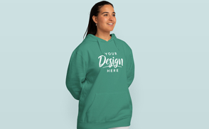 Latin american woman with hoodie mockup