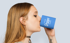 Blonde girl drinking mug | Start Editing Online
