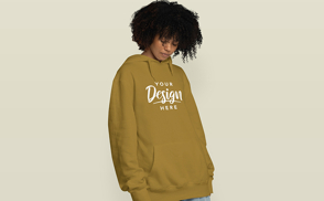 Cool black female model in hoodie mockup