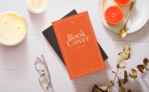 Lifestyle book cover mockup composition