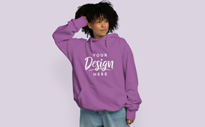 Black girl with afro and hoodie mockup