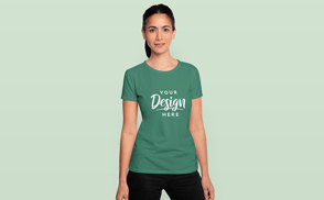 Young girl in short sleeve t-shirt mockup