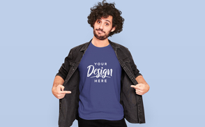 Man with jacket and t-shirt mockup-repeated