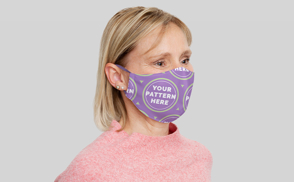 Blonde woman with face mask mockup
