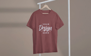 T-shirt hanging on hanger mockup