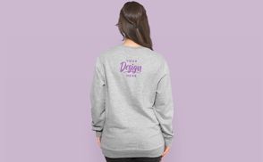 Girl backwards in sweatshirt mockup