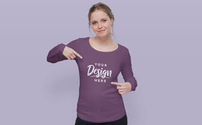 Young woman in long sleeve shirt mockup