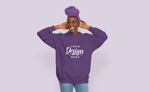 African american female in hoodie mockup