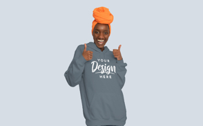 African girl wearing hoodie mockup | Start Editing Online