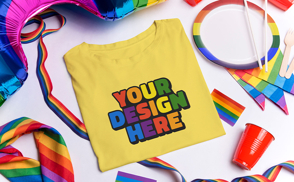 Folded t-shirt pride month mockup
