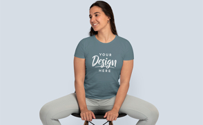 Fitness girl sitting t-shirt mockup  | Start Editing Online