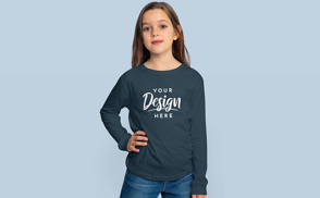 Girl posing in jeans and sweatshirt mockup