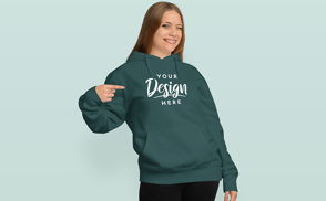 Blonde hair woman in hoodie mockup