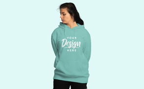 Dark hair hispanic girl hoodie mockup | Start Editing Online