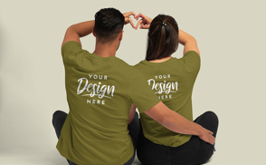 Couple in love with t-shirts mockup