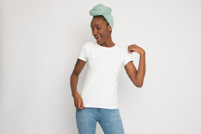 African american girl in t-shirt mockup