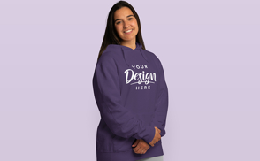 Dark hair girl in hoodie mockup