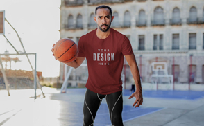 Basketball model t-shirt mockup