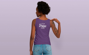 Black girl in afro and t-shirt mockup