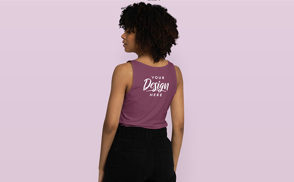 Black woman in skirt and tank top mockup