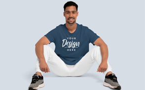 Young athletic man sitting t-shirt mockup | Start Editing Online