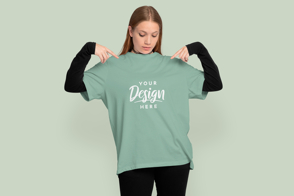 Alternative girl pointing t-shirt mockup  | Start Editing Online