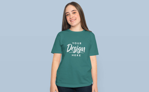 Teen girl model in t-shirt mockup