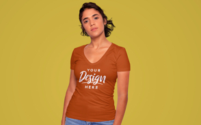 Serious model t-shirt mockup