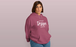 Plus size girl in hoodie mockup