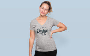 Woman in ponytail and t-shirt mockup