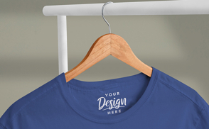 Close up of t-shirt on hanger mockup