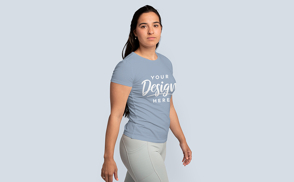 Hispanic woman walking t-shirt mockup | Start Editing Online