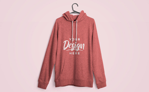 Classic hoodie on hanger mockup