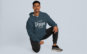 Hispanic male model in hoodie mockup