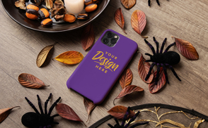 Halloween phone case mockup composition