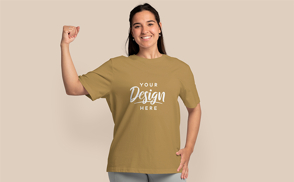 Strong girl oversized t-shirt mockup | Start Editing Online