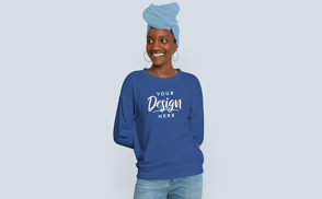 African american girl in sweatshirt mockup