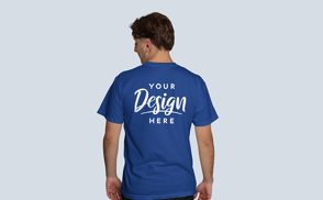 Young blonde man backwards t-shirt mockup | Start Editing Online