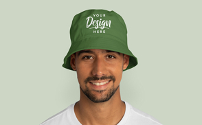 Hispanic man in bucket hat mockup