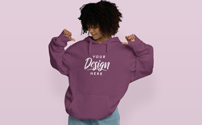 Black girl dancing in hoodie mockup