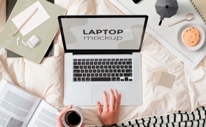 Work from home laptop mockup