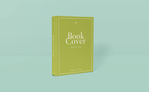 Book standing on solid background mockup