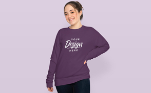 Teen female model in sweatshirt mockup