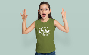 Happy child in t-shirt mockup
