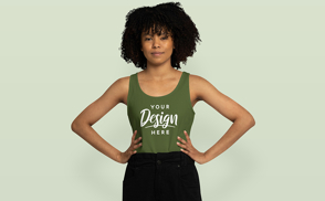 Black girl in a skirt and tank top mockup