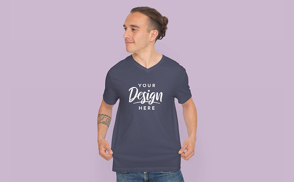 Male model with tattos and t-shirt mockup