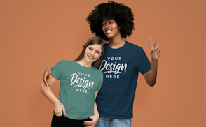 Couple posing t-shirt mockup