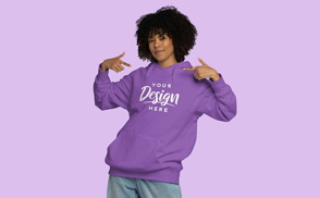 Black girl youth with hoodie mockup