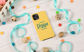 Phone case with garland decorations mockup