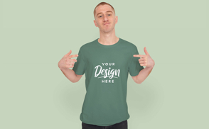 Man with short hair and t-shirt mockup